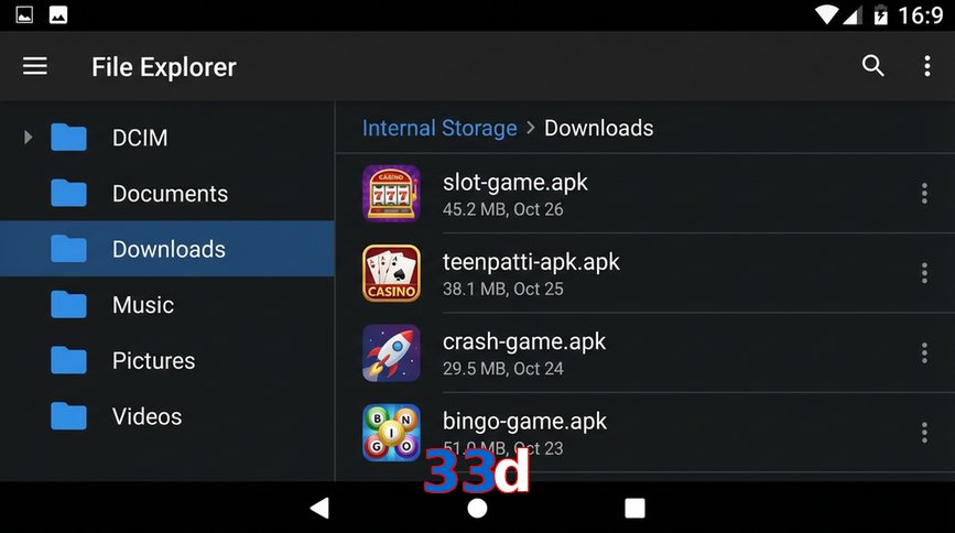 Main screen of 33D gameapk page for PK players